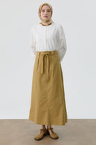 Pile Detaylı Cepli Etek - Olive TUGBA