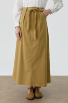 Pile Detaylı Cepli Etek - Olive TUGBA