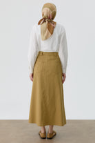 Pile Detaylı Cepli Etek - Olive TUGBA