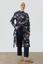 Pile Detaylı Havuç Pantolon - Lacivert TUGBA