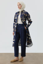 Pile Detaylı Havuç Pantolon - Lacivert TUGBA