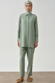Pile Detaylı Pantolon - Mint TUGBA