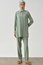 Pile Detaylı Pantolon - Mint TUGBA