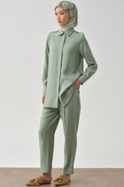 Pile Detaylı Pantolon - Mint TUGBA