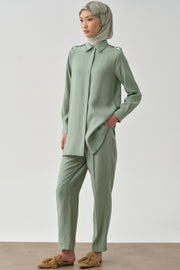 Pile Detaylı Pantolon - Mint TUGBA