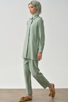Pile Detaylı Pantolon - Mint TUGBA