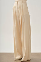 Pileli Bol Paça Pantolon - Ekru TUGBA