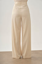 Pileli Bol Paça Pantolon - Ekru TUGBA