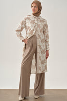 Pileli Bol Paça Pantolon - Vizon TUGBA