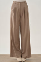 Pileli Bol Paça Pantolon - Vizon TUGBA