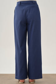 Pileli Denim Pantolon - İndigo TUGBA