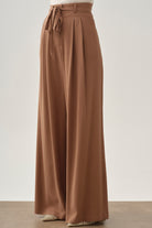 Pileli Kemerli Pantolon - Kahve TUGBA