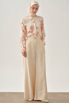 Pileli Pantolon - Ekru TUGBA