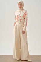 Pileli Pantolon - Ekru TUGBA