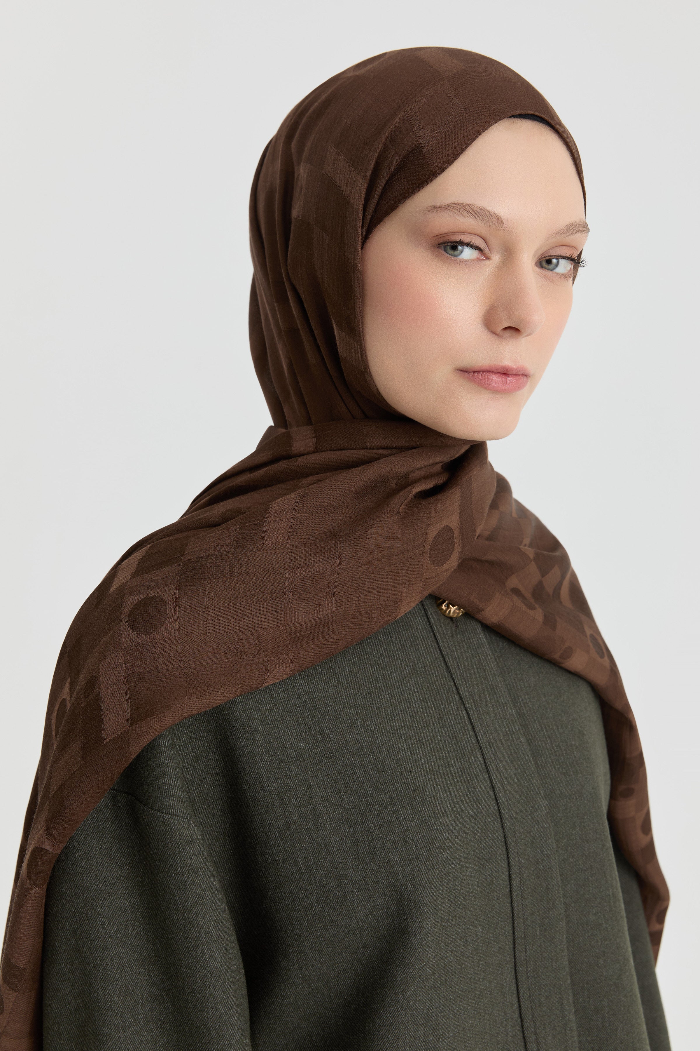 Miray Jakar Natural Şal - Kahve TUGBA
