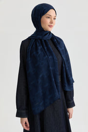Miray Jakar Natural Şal - Lacivert TUGBA