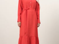 Yarım Patlı Büzgü Etekli Elbise - Mercan TUGBA