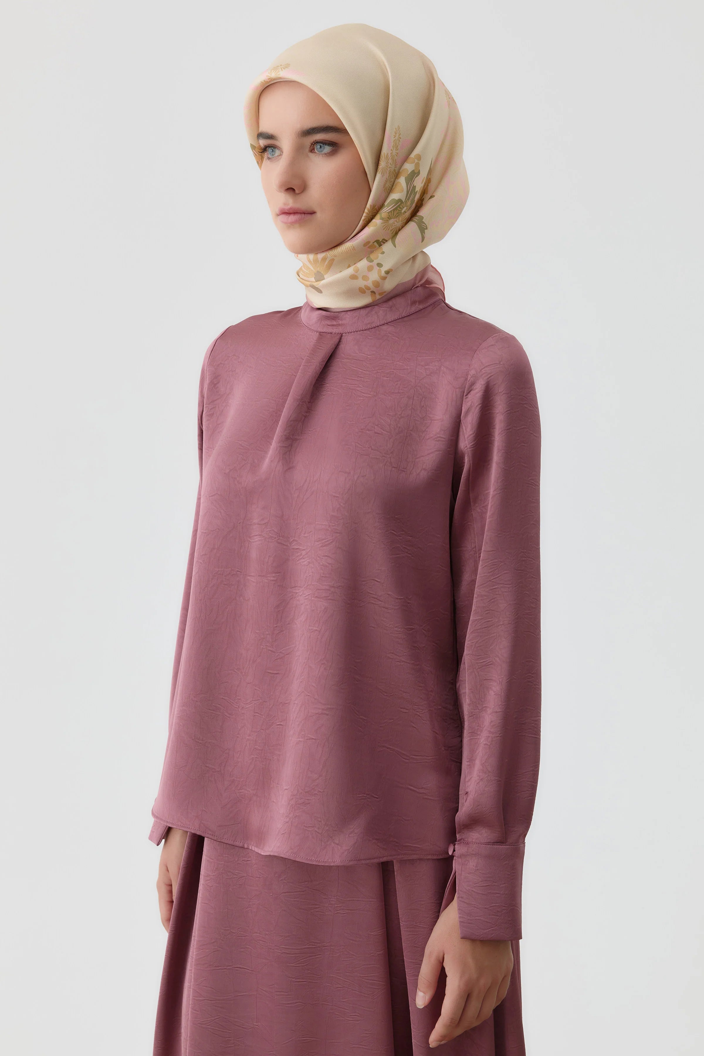 Ters Manşetli Bluz - Marsala TUGBA