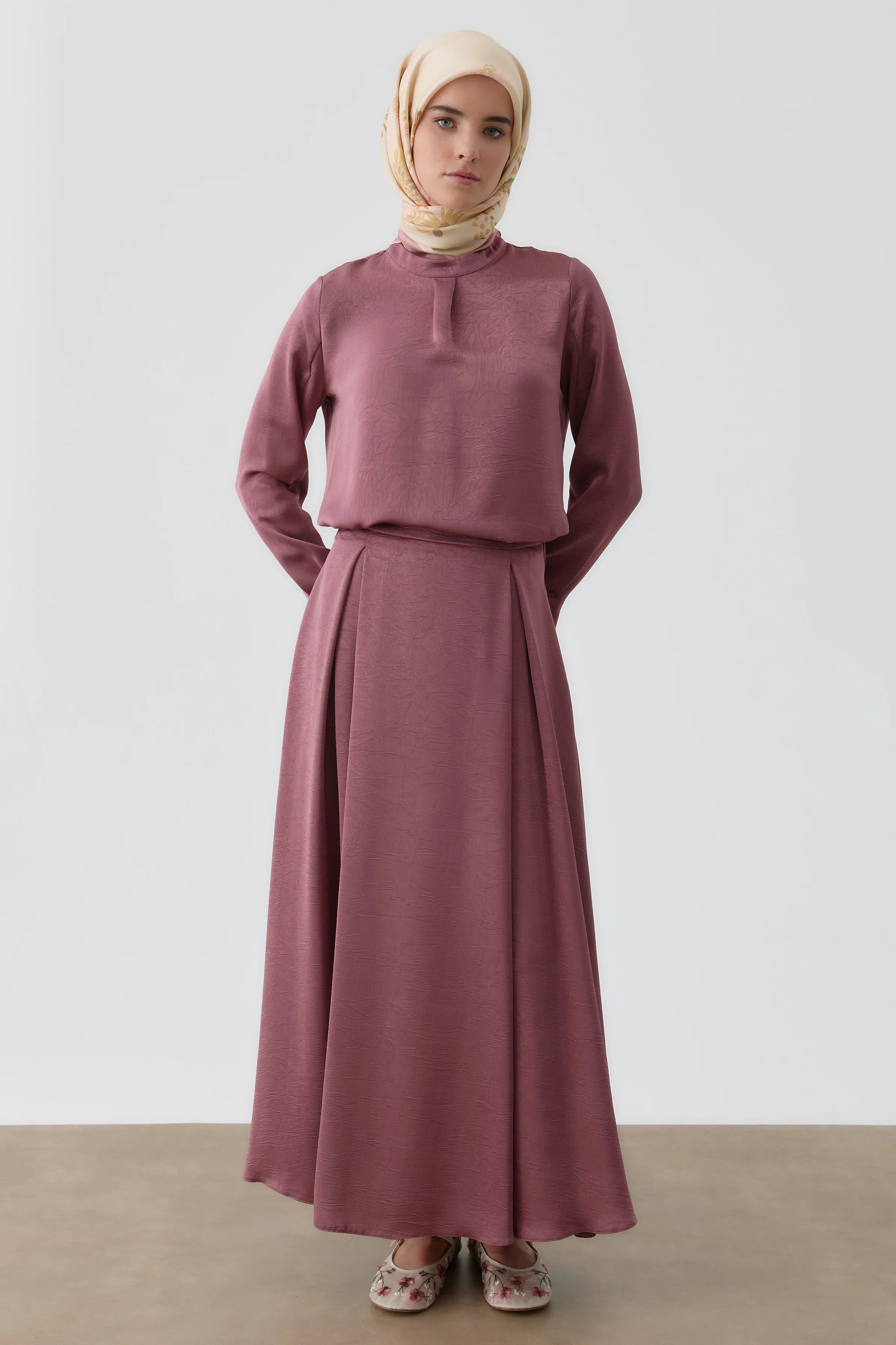 Plikaşe Detaylı Etek - Marsala TUGBA