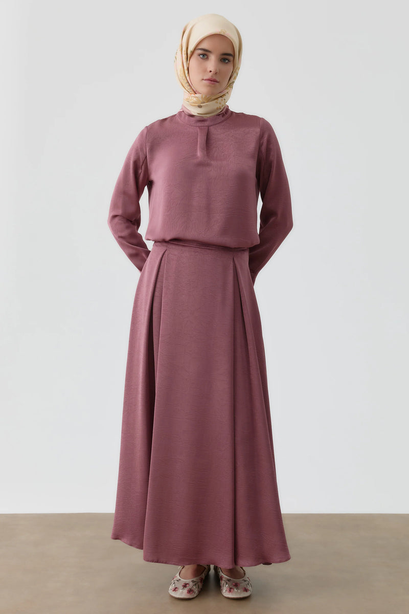 Plikaşe Detaylı Etek - Marsala TUGBA