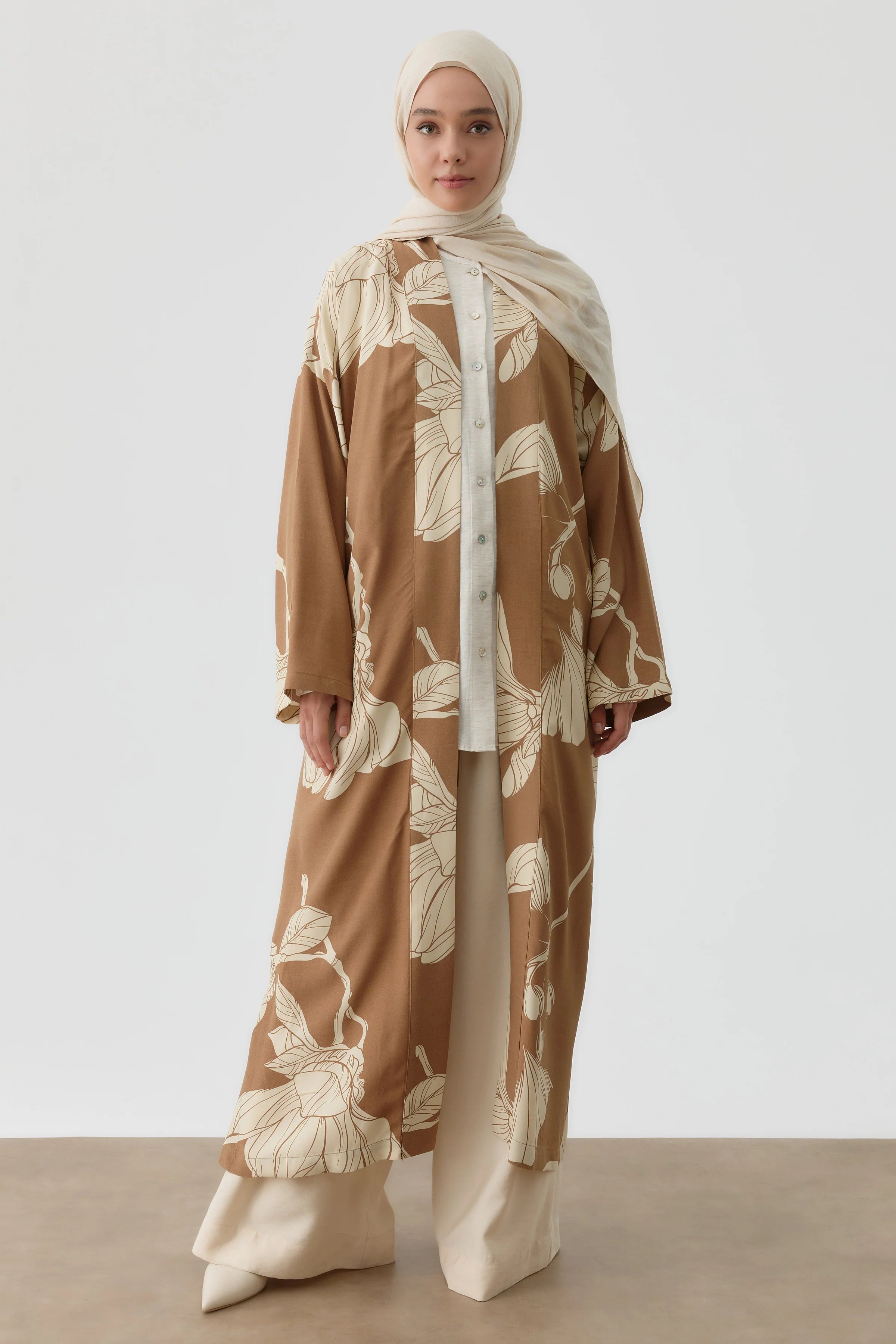 Floral Çiçek Desenli Kimono - Fındık TUGBA