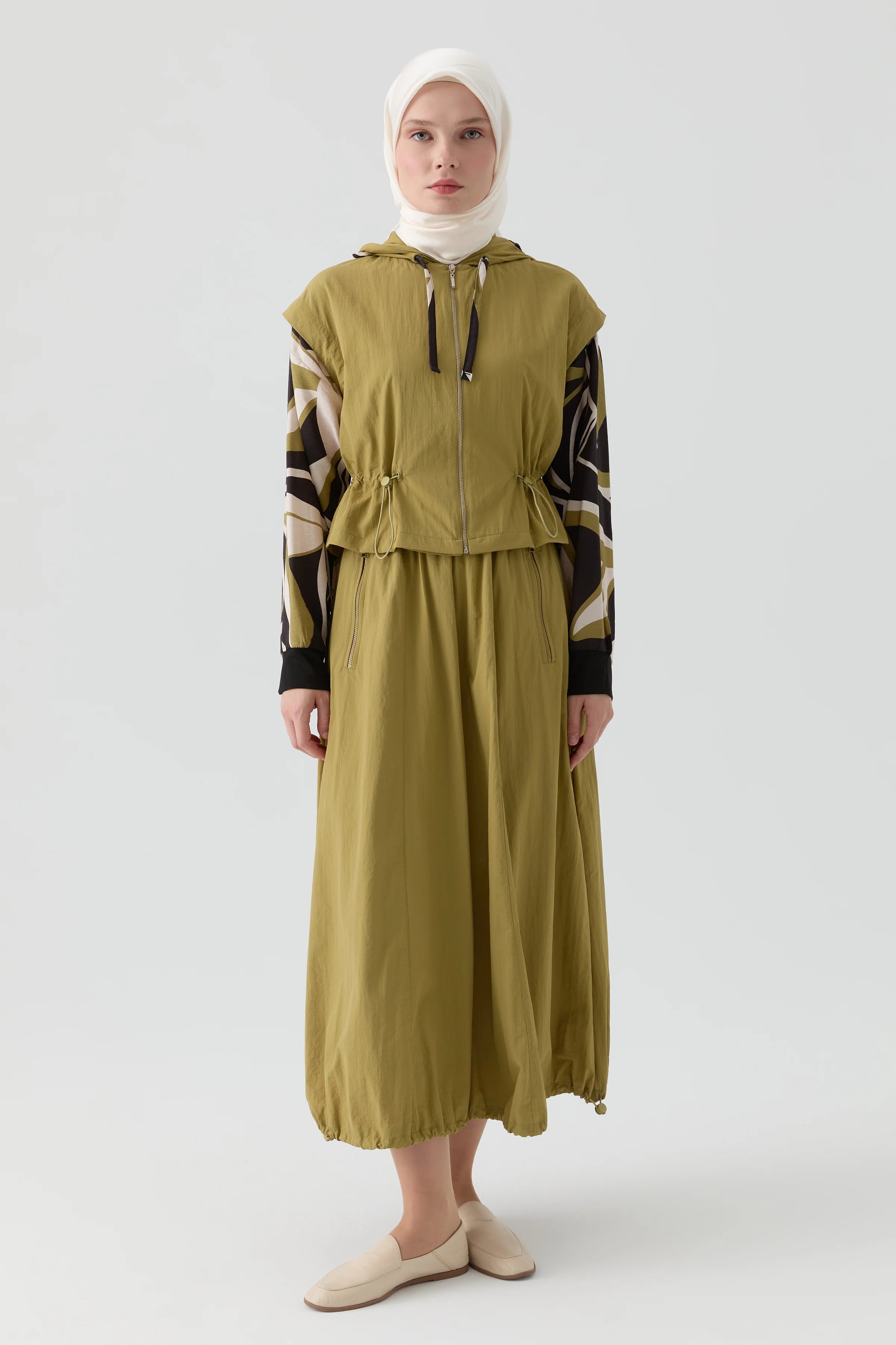 Balon Paraşüt Etek - Olive TUGBA