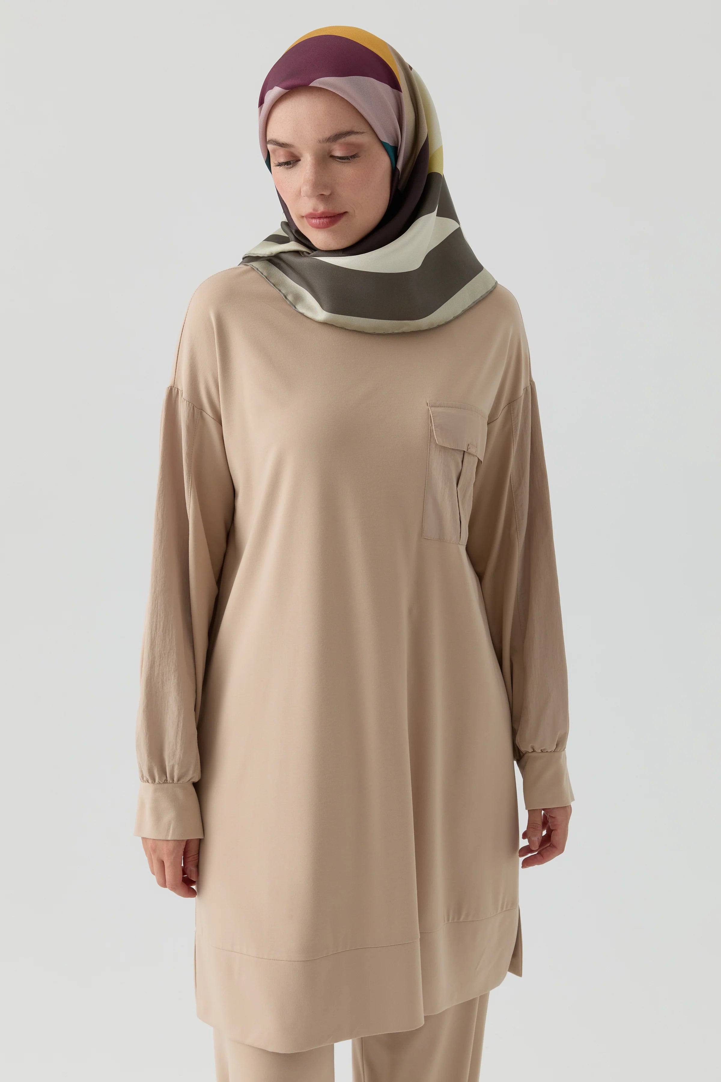 Kombin Detaylı Tunik - Bej TUGBA