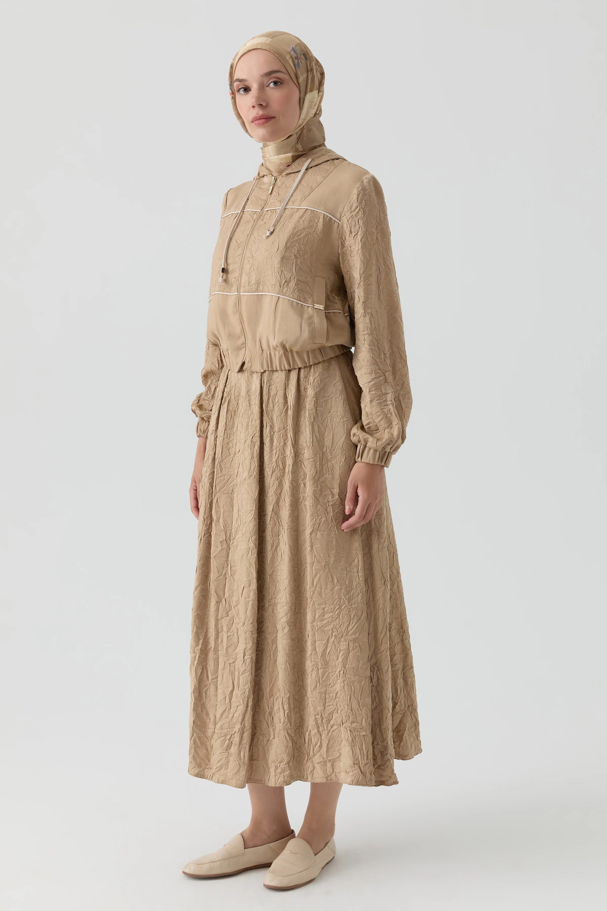 Bomber Ceketli Takım - Bej TUGBA