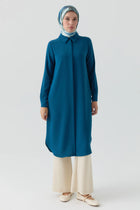 Gizli Patlı Basic Tunik - Petrol TUGBA