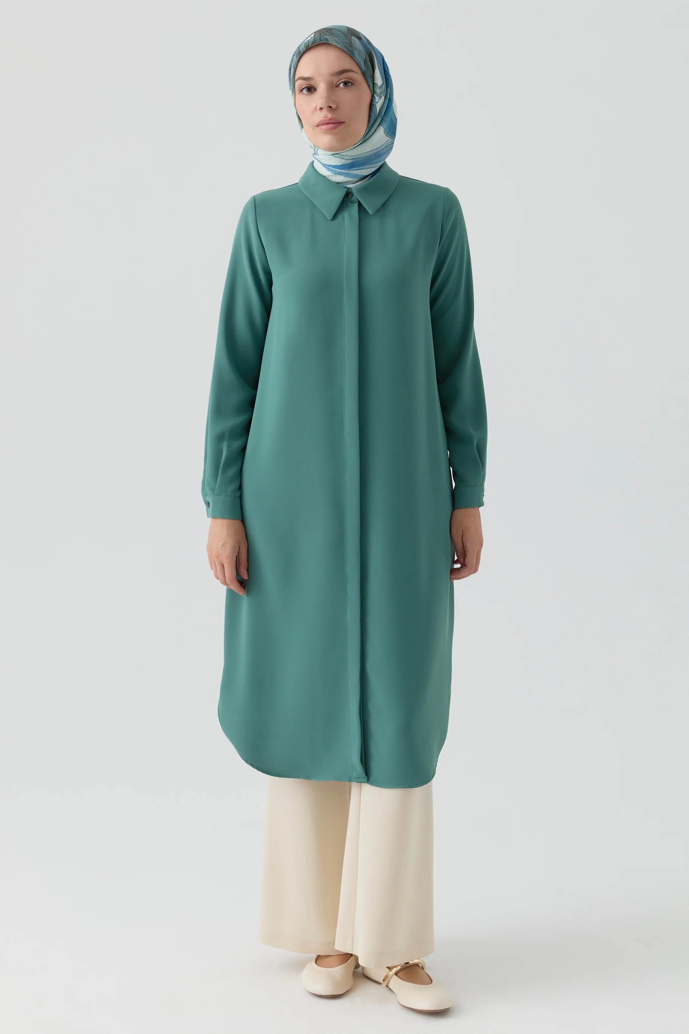 Gizli Patlı Basic Tunik - Mint TUGBA
