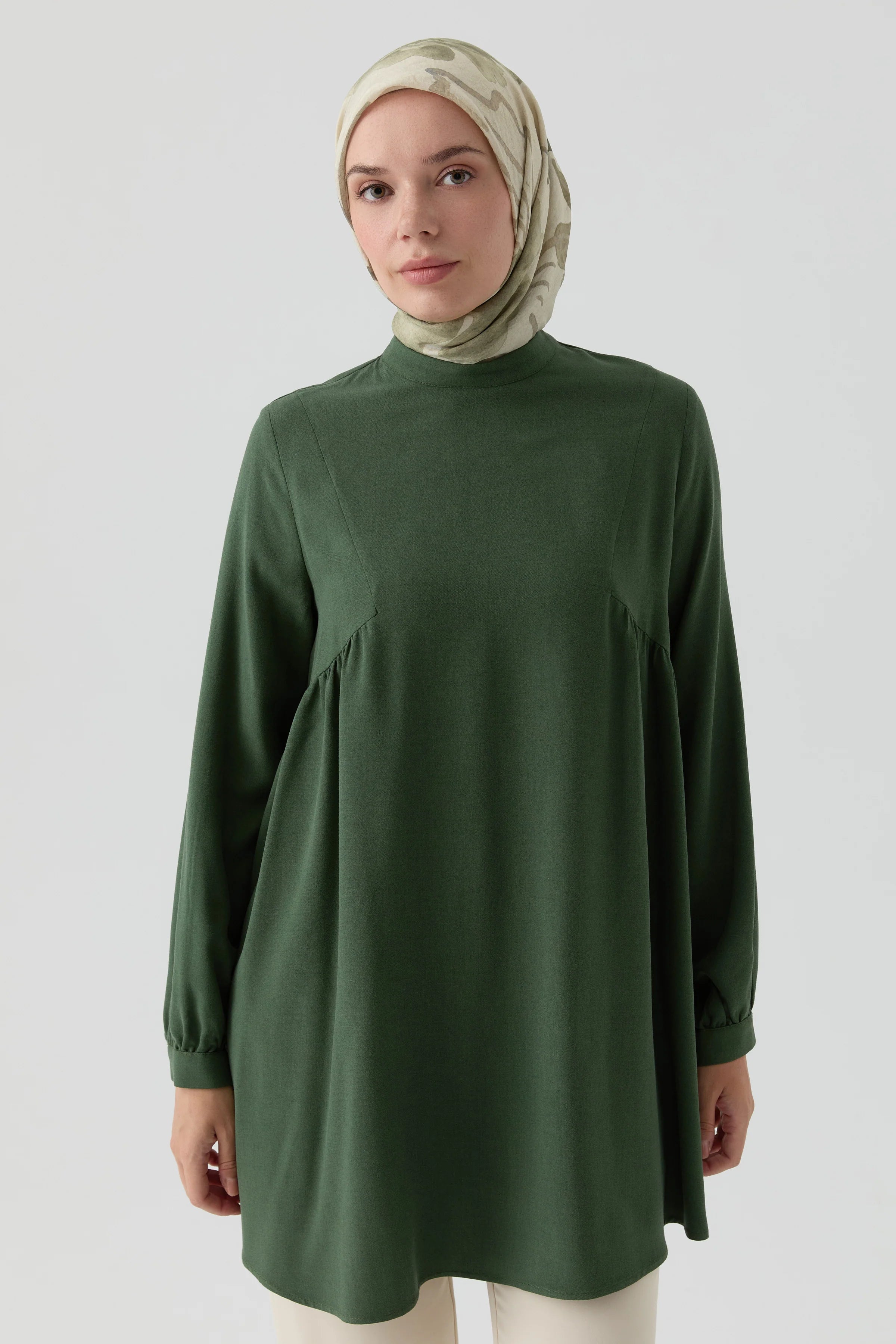 Büzgülü Tunik - Yeşil TUGBA