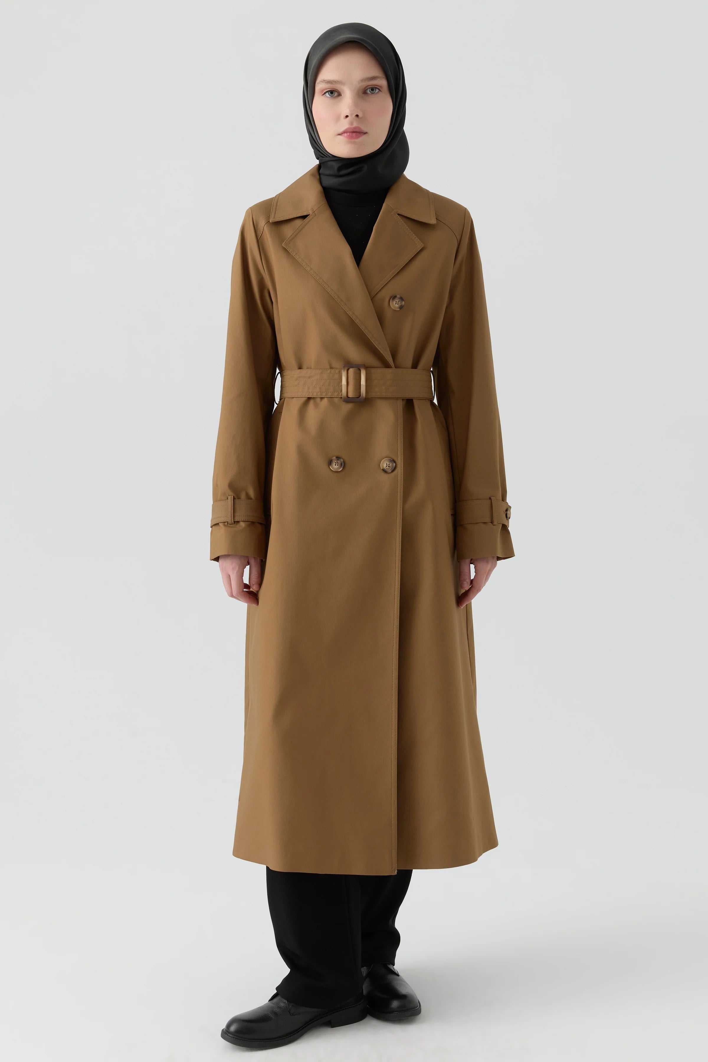 Rüzgarlık Detaylı Kruvaze Trençkot - Olive TUGBA