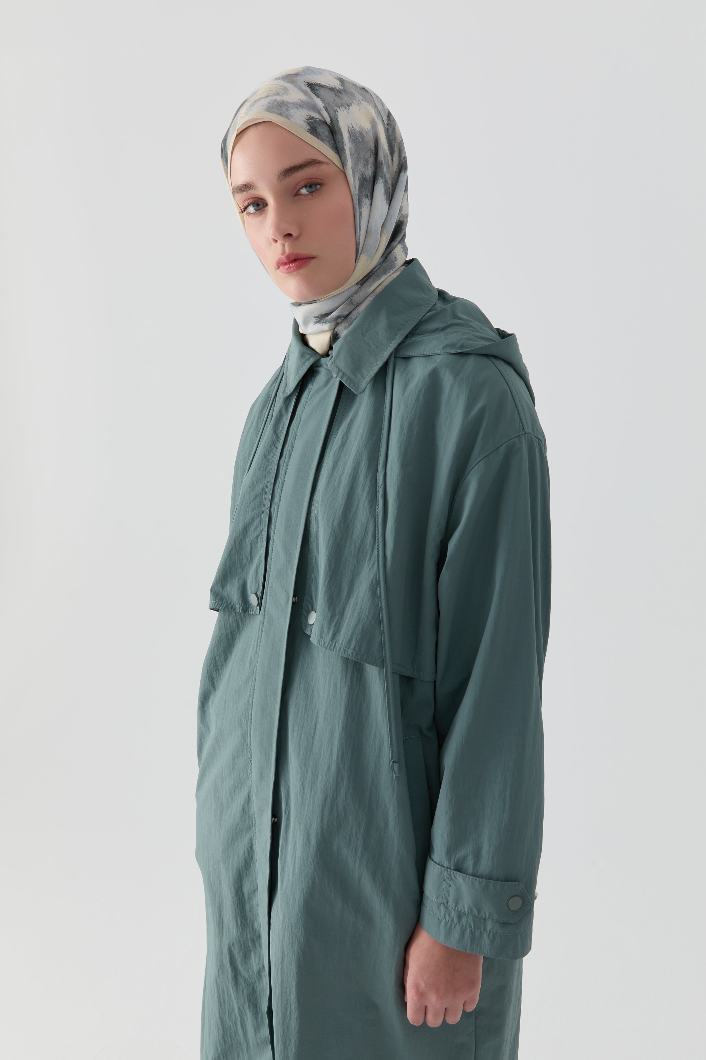 File Detaylı Yağmurluk - Mint TUGBA