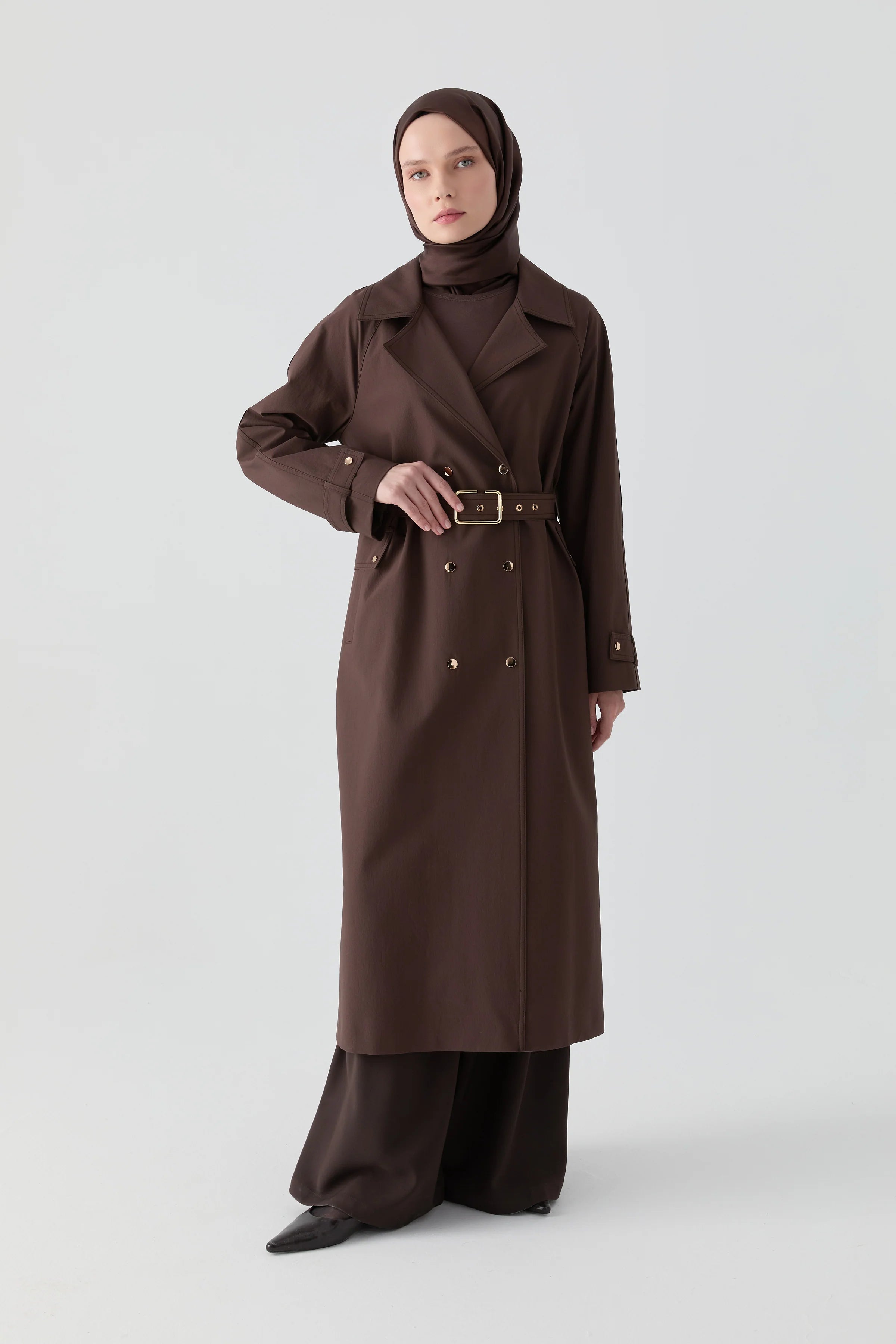 Çıtçıt Kapamalı Trençkot - Kahve TUGBA