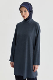 Dik Yakalı Tunik - Lacivert TUGBA