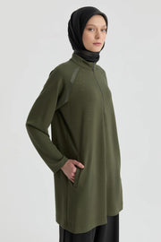 Reglan Kol Detaylı Tunik - Haki TUGBA