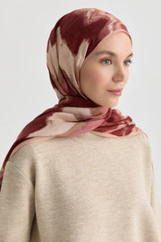 İkat Desenli Natural Şal - Bordo TUGBA