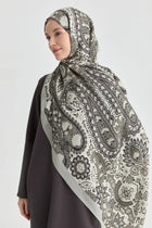 Paisley Desenli Natural Şal - Siyah TUGBA