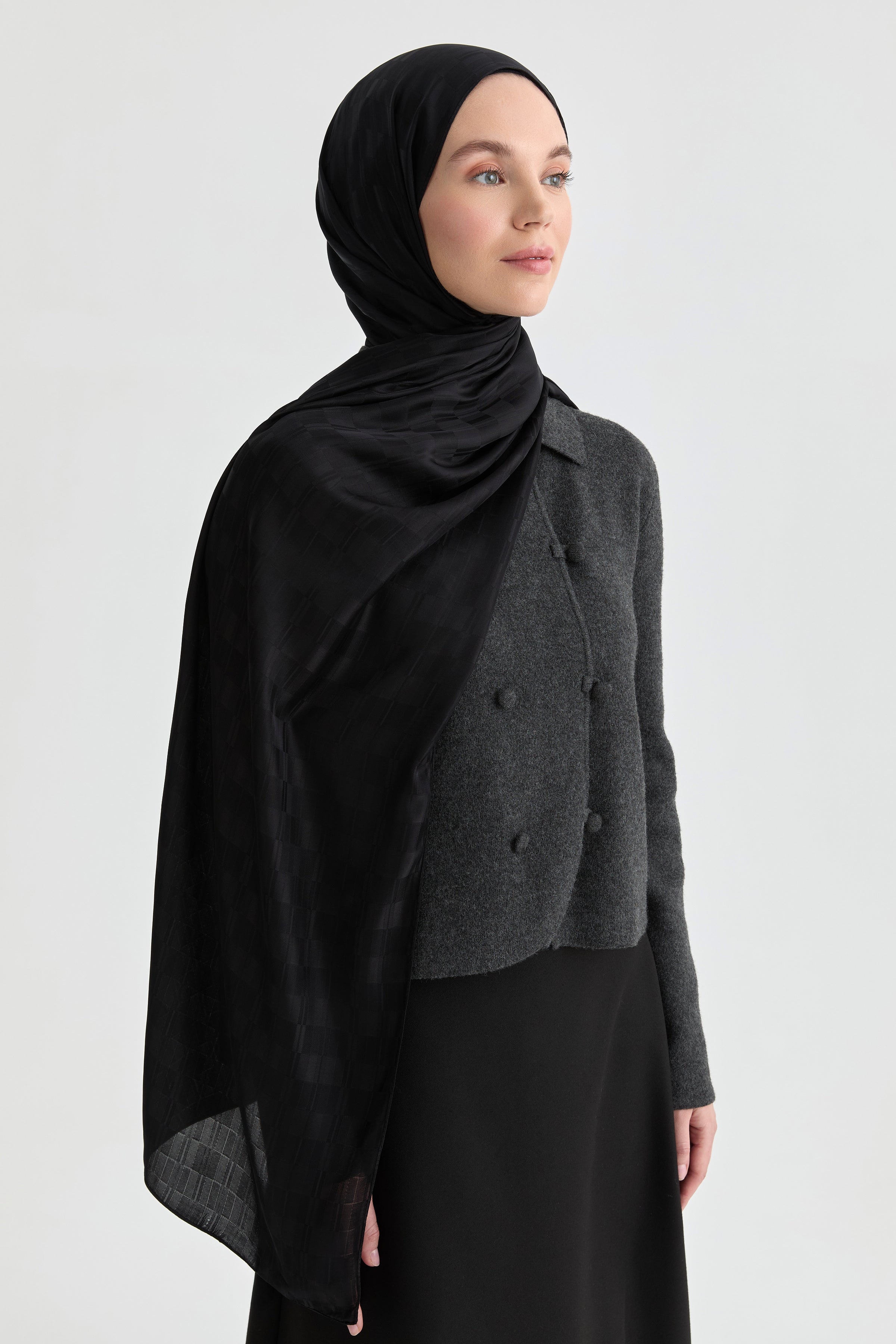 Erna Jakar Natural Şal - Siyah TUGBA