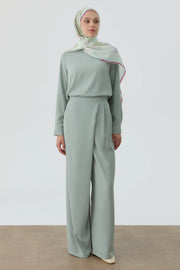 Anvelop Pileli Pantolon - Mint TUGBA