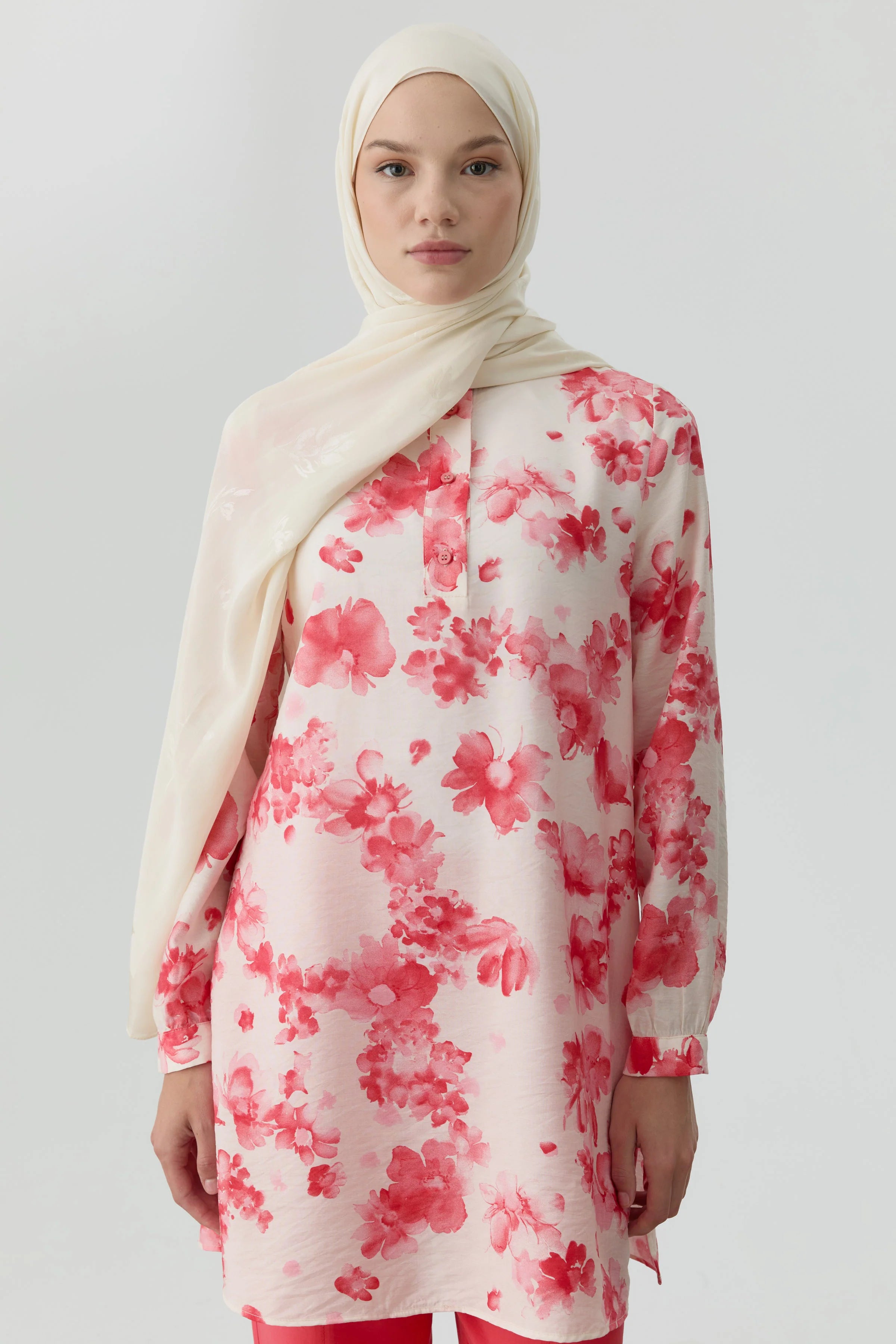 Buket Jakar Naturel Şal - Ekru TUGBA