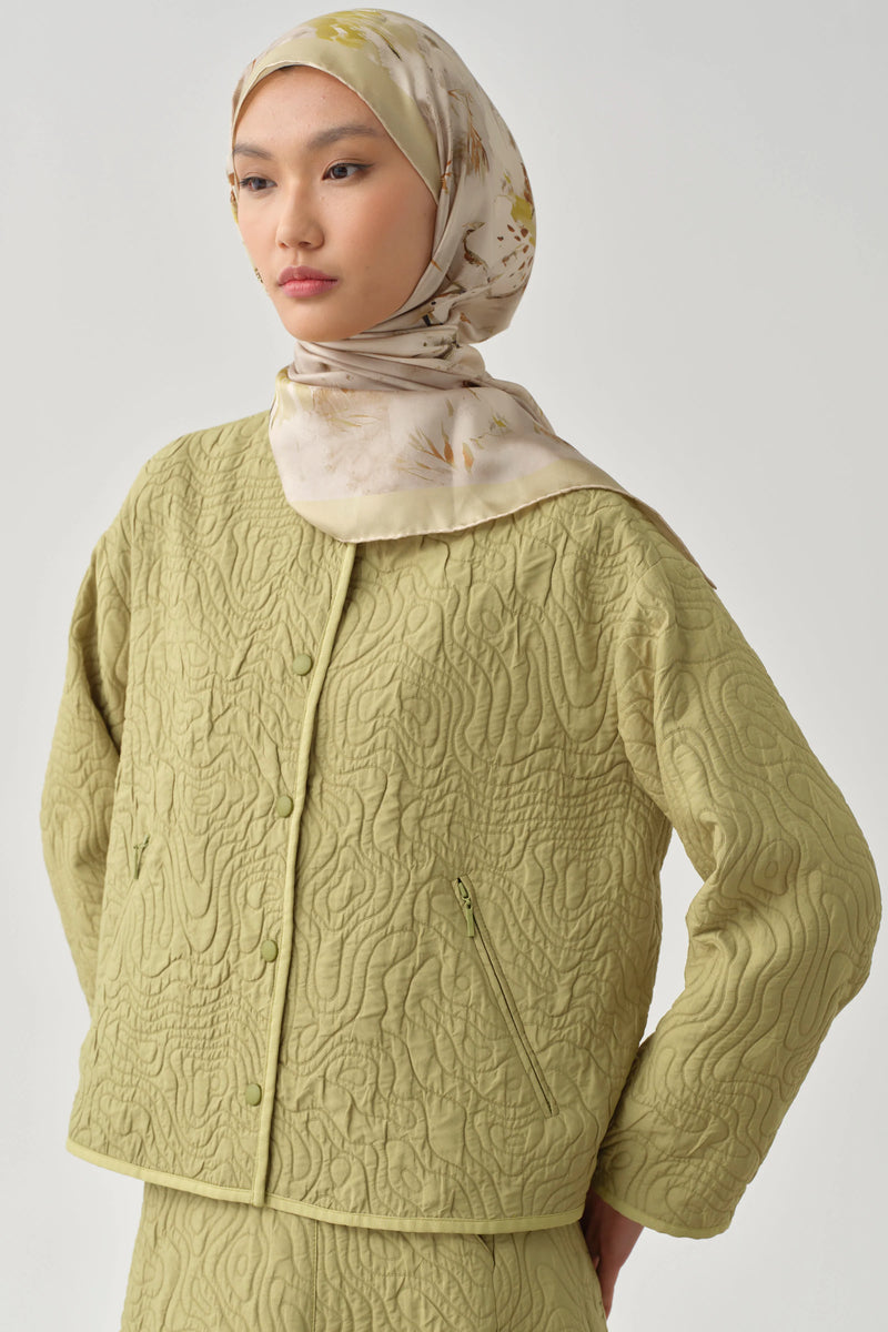Grogren Biyeli Kapitone Crop Ceket - Olive TUGBA