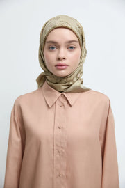 Gülşah %100 Twill İpek Eşarp - Açık Yeşil TUĞBA