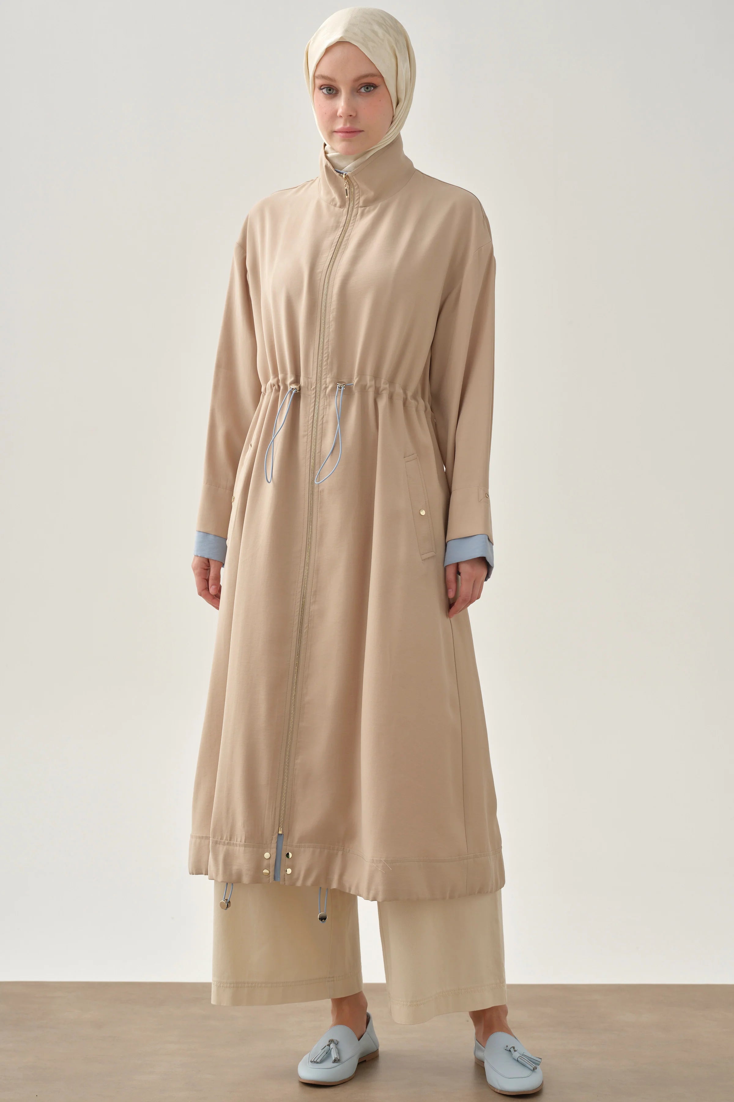 Kombinli Lastikli Kap - Bej TUGBA