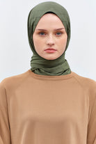 Puan Kare Desen Viskon Şal - Haki TUGBA