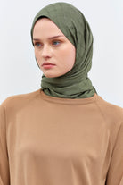 Puan Kare Desen Viskon Şal - Haki TUGBA