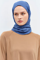 Puan Kare Desen Viskon Şal - İndigo TUGBA