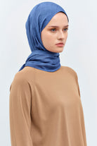 Puan Kare Desen Viskon Şal - İndigo TUGBA