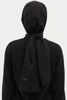 Puan Kare Desen Viskon Şal - Siyah TUGBA