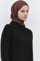 Puan Kare Desen Viskon Şal - Açık Kahve TUGBA